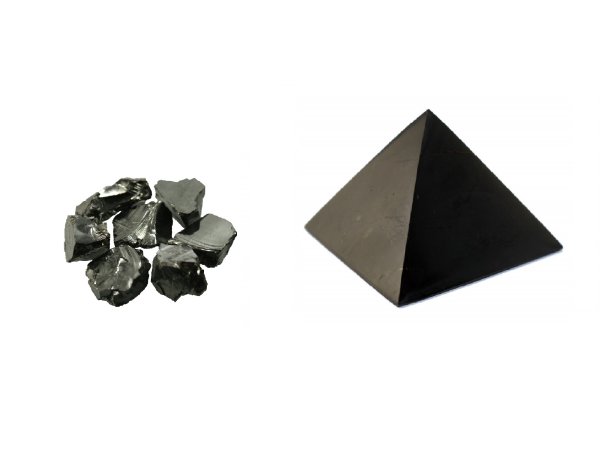 Schungit & Shungit  Pyramide 5 x 5 cm Zertifikat mit Symbol  poliert